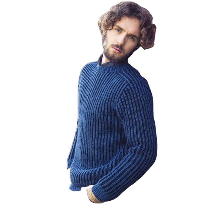 Knitted ribbed pullover for men with round neck and casual fit Lune London