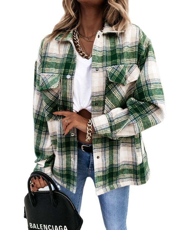 Oversized casual check flannel shirt for women Lune London