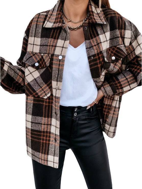 Oversized casual check flannel shirt for women Lune London
