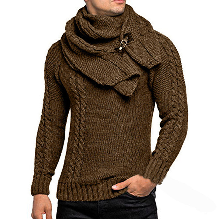 Stylish knit pullover for men with elegant collar and practical scarf Lune London
