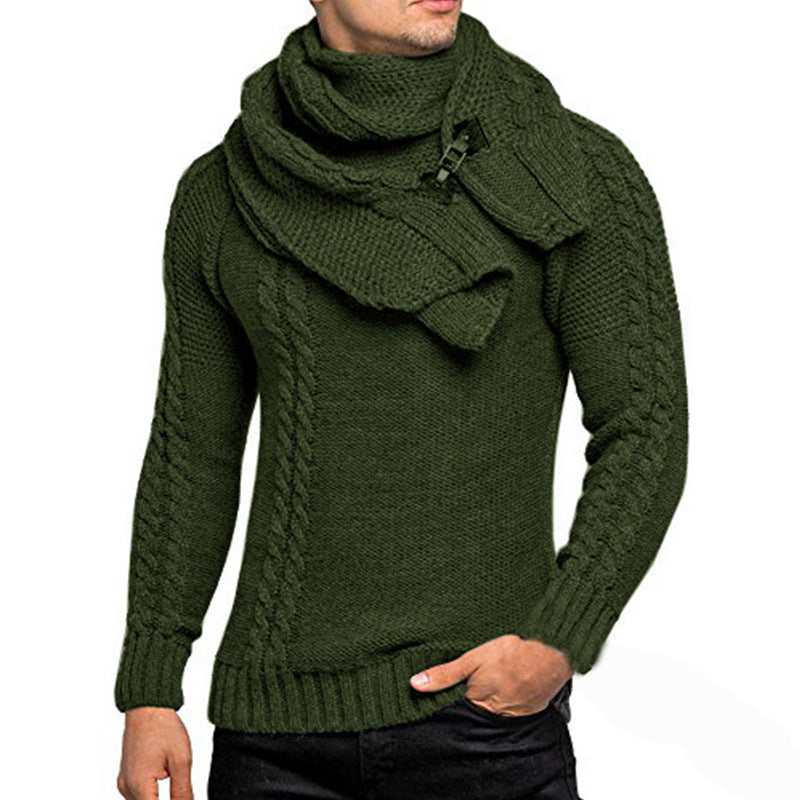 Chunky knit sweater for men with practical scarf Lune London
