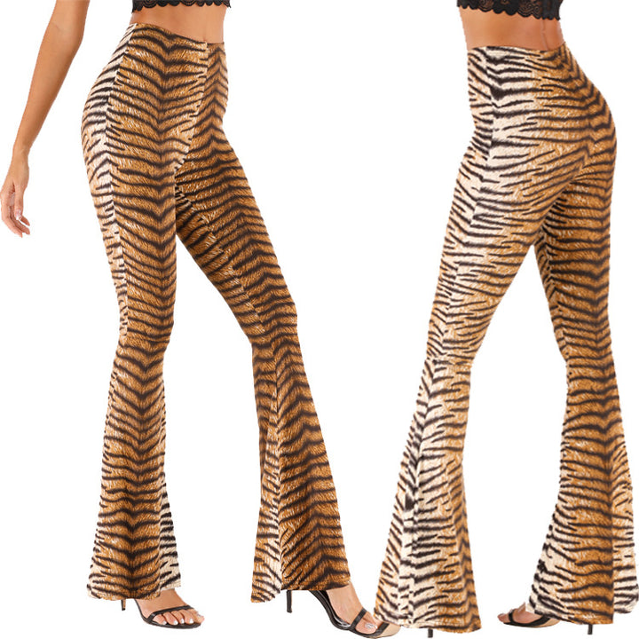 Women's Flared Leggings with Tiger Print Chic & Stil
