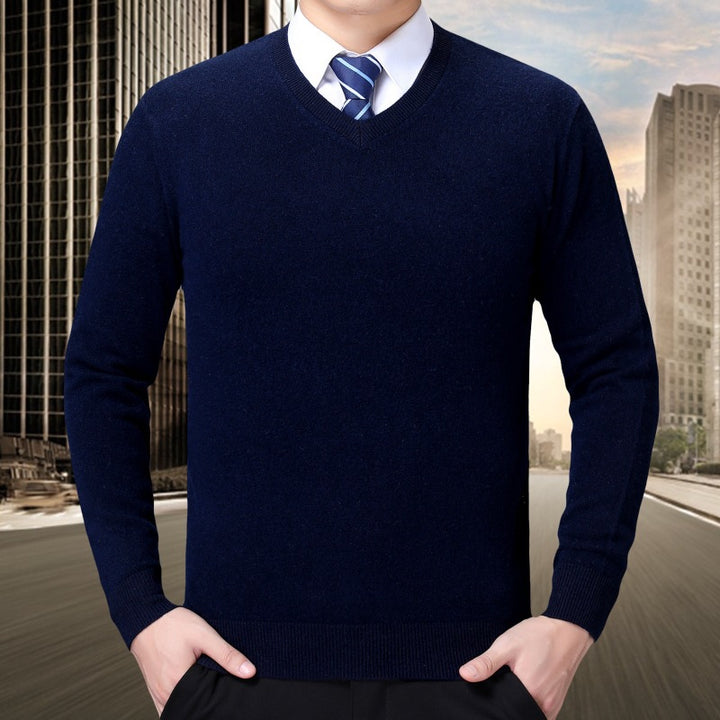 V-neck sweater made of soft cotton blend for men Lune London