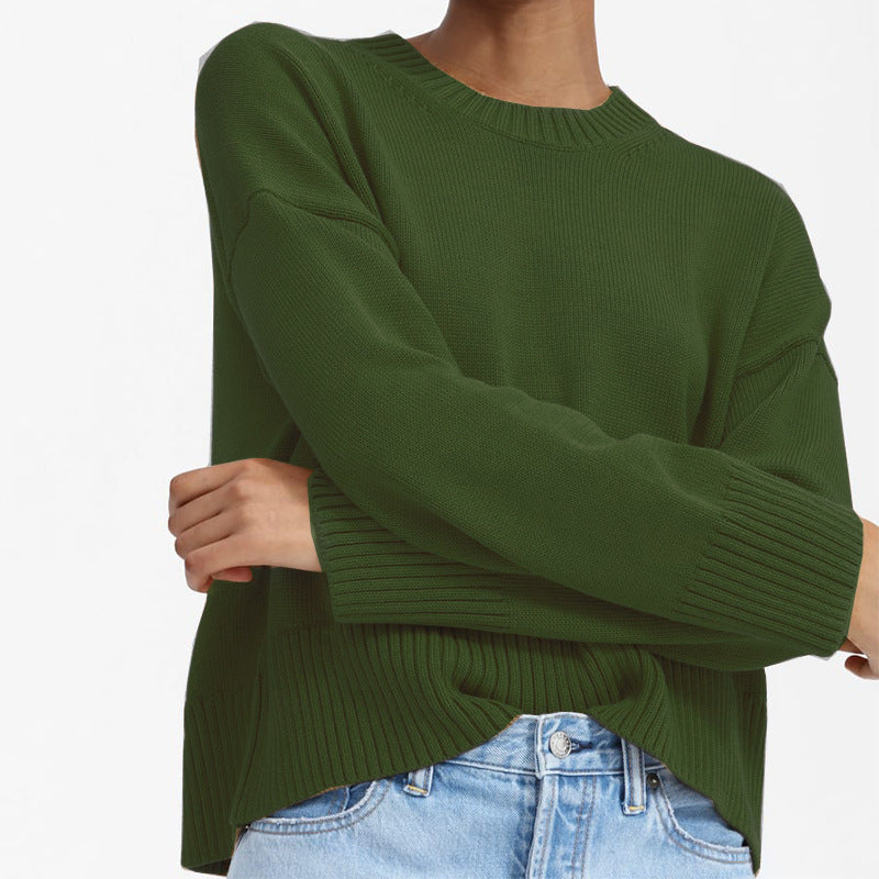 Ladies Thick Knit Sweater with Loose Fit and Casual Chic Design