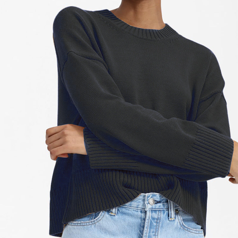 Ladies Thick Knit Sweater with Loose Fit and Casual Chic Design