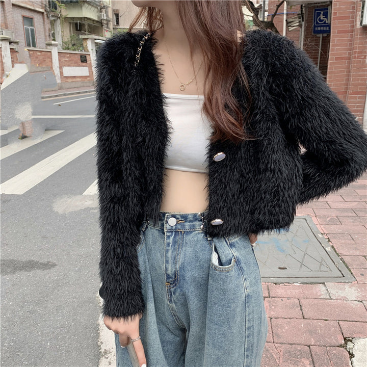 Cardigan en tricot moelleux pour femmes avec design bouton Chic & Stil