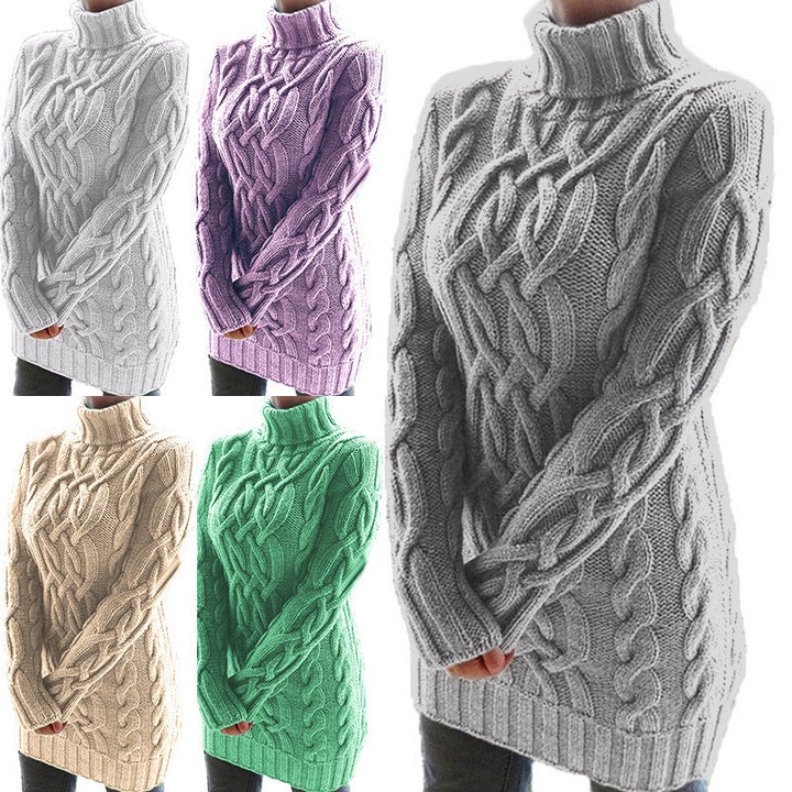 Knitted sweater for women with turtleneck and Lune London structured pattern