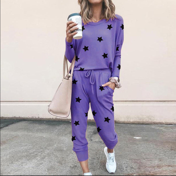 Women's jogging set with star print and elastic waistband Lune London