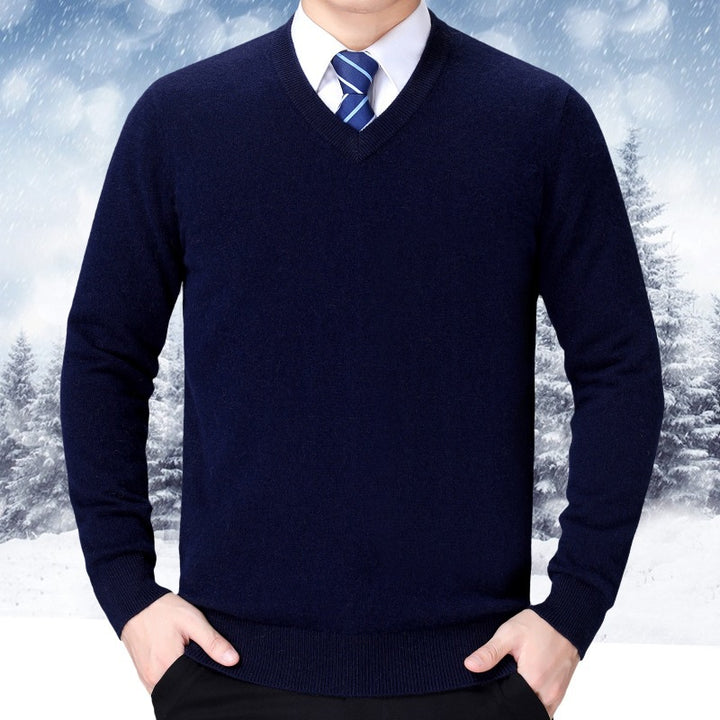 V-neck sweater made of soft cotton blend for men Lune London