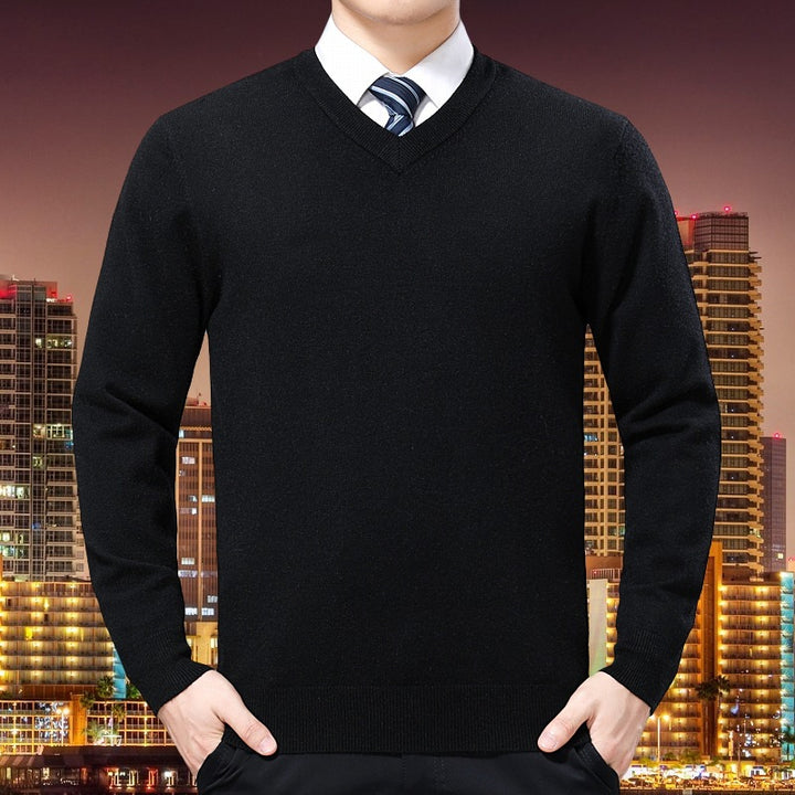V-neck sweater made of soft cotton blend for men Lune London