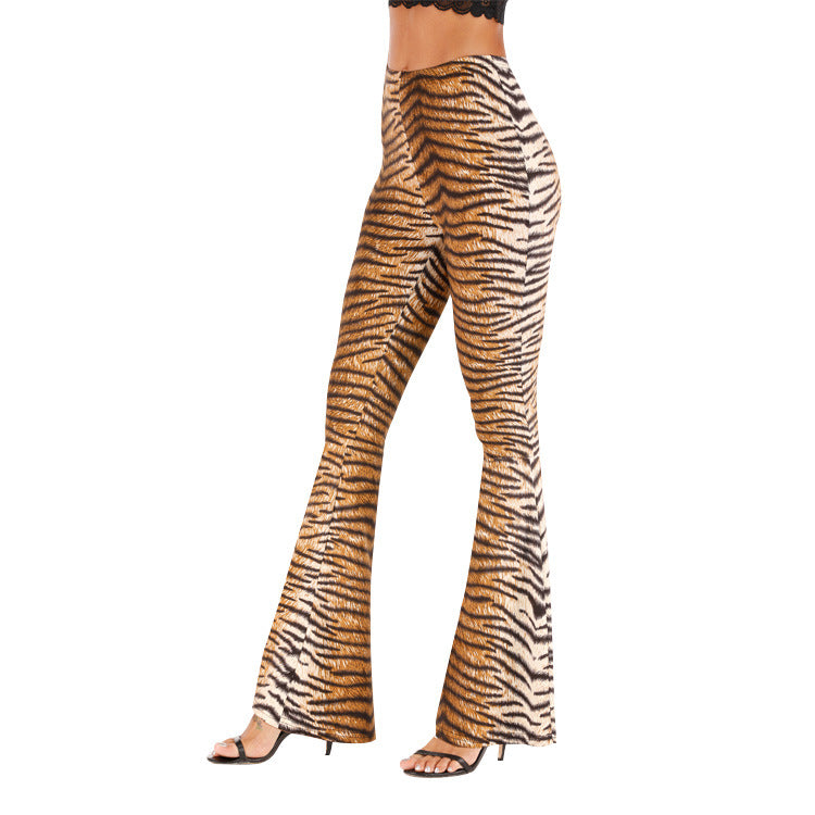 Women's Flared Leggings with Tiger Print Chic & Stil