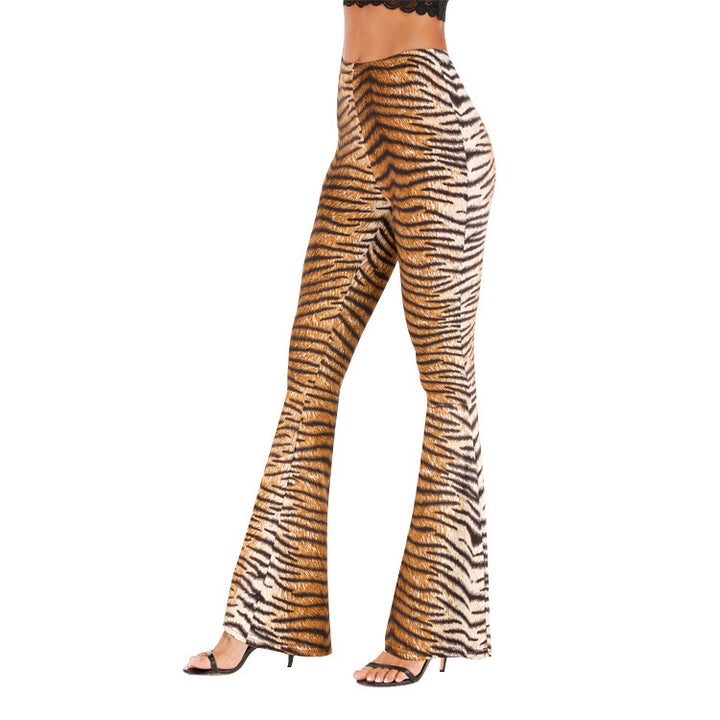 Women's Flared Leggings with Tiger Print Chic & Stil