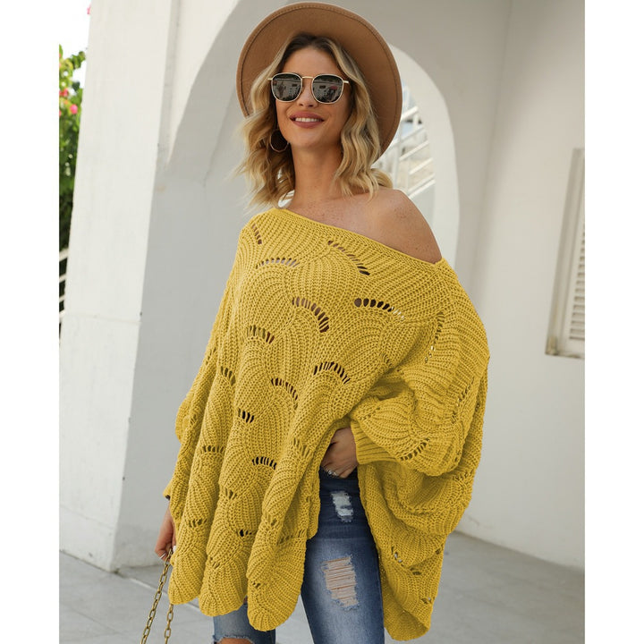Women Oversized Knit Sweater with a Unique Hole Pattern Lune London
