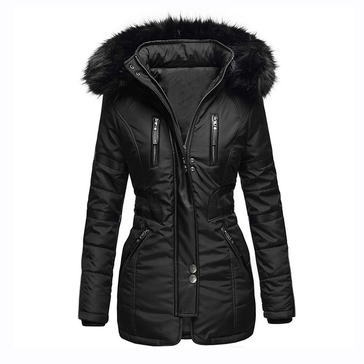 Ladies functional parka with removable hood and trendy faux fur trim Lune Londonl