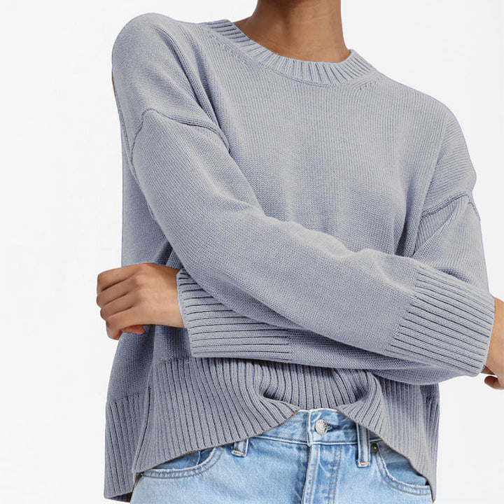 Ladies Thick Knit Sweater with Loose Fit and Casual Chic Design