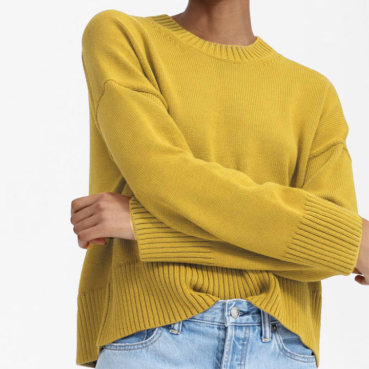 Ladies Thick Knit Sweater with Loose Fit and Casual Chic Design