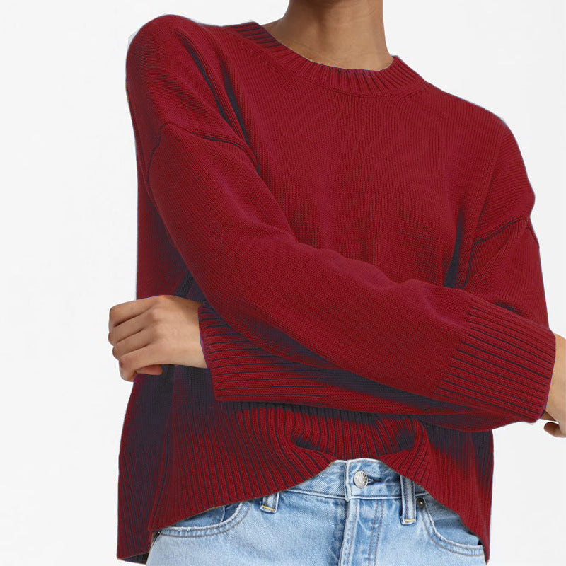 Ladies Thick Knit Sweater with Loose Fit and Casual Chic Design