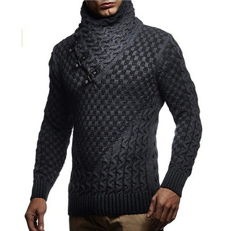 Lune London | Men's Knit Sweater with Innovative High Collar and Textured Pattern
