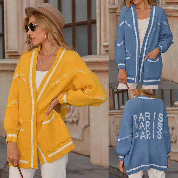 Ladies' knit cardigan with trendy fringes and practical pockets Lune London