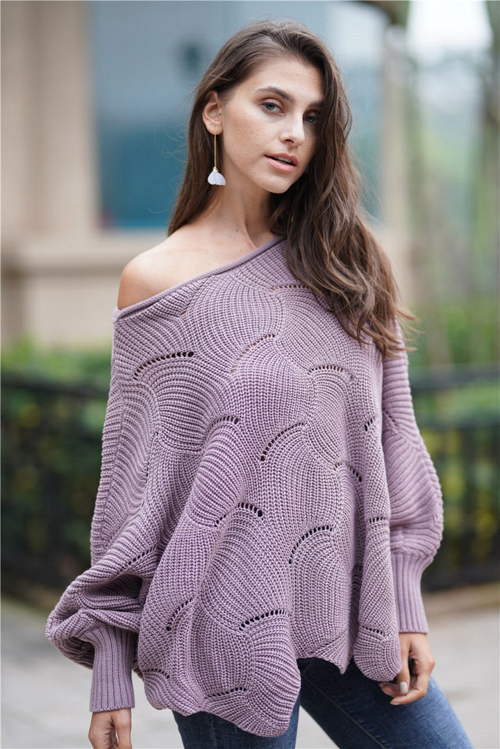 Women Oversized Knit Sweater with a Unique Hole Pattern Lune London