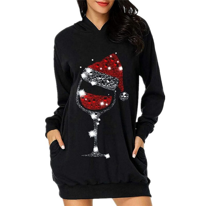 Hooded dress for women with practical pockets and trendy inscription Lune London