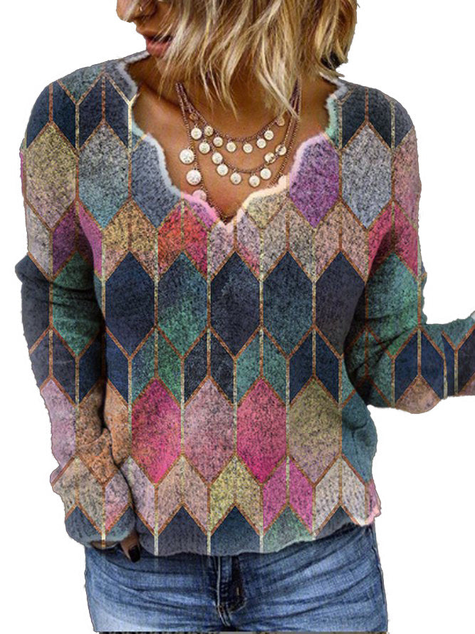 Viscose sweater for women with creative geometric design Lune London