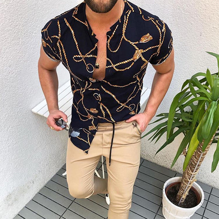 Men's short sleeve leisure t-shirt with nautical print Lune London