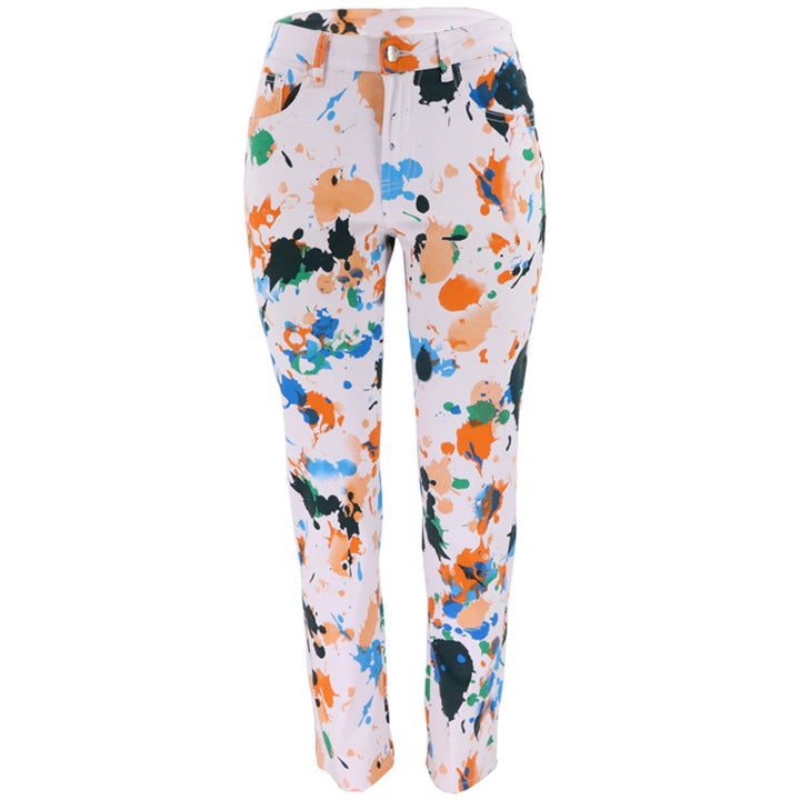 Casual high-waisted jeans for women with colorful tie-dye pattern Lune London