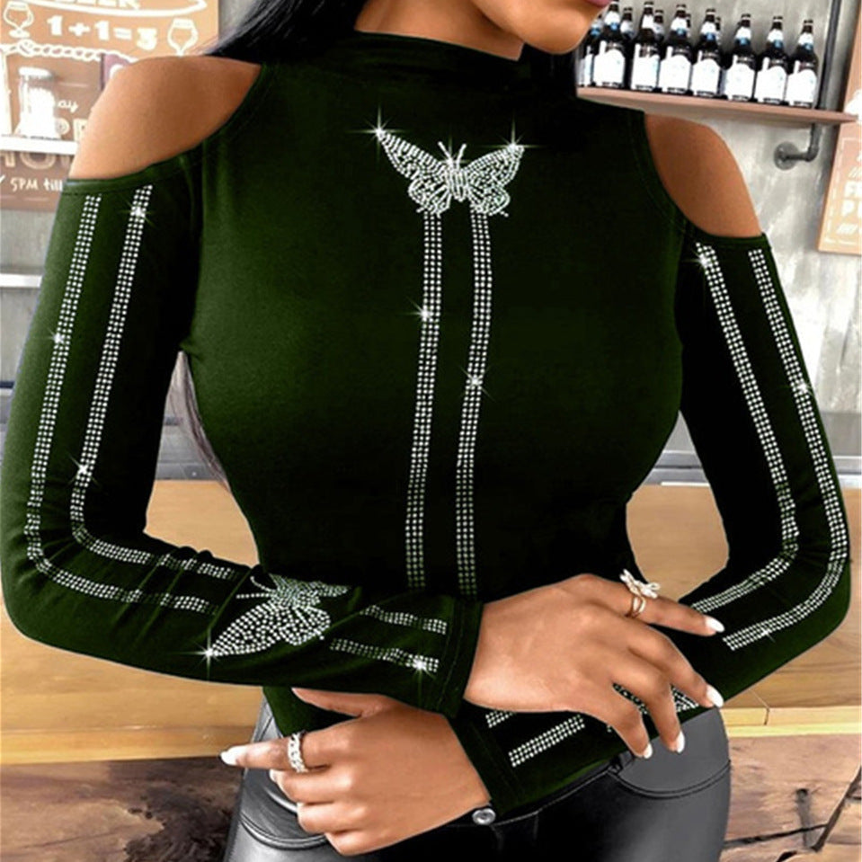 Ladies Elegant Top with Extravagant Armholes and Sparkling Appliqués Lune London