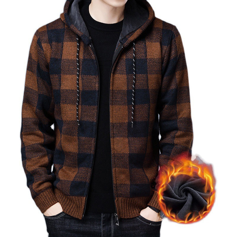 Striped fleece jacket for men with hood and innovative thermal technology Lune London