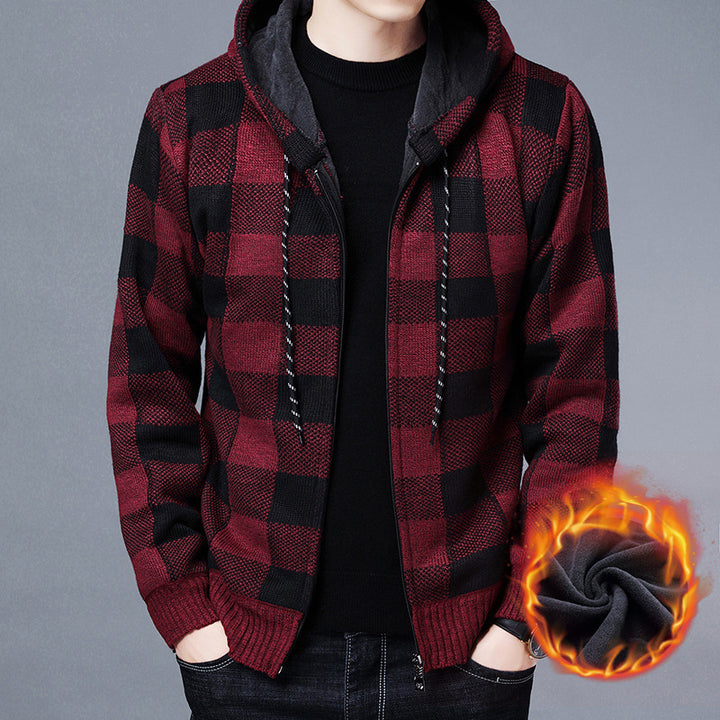Striped fleece jacket for men with hood and innovative thermal technology Lune London