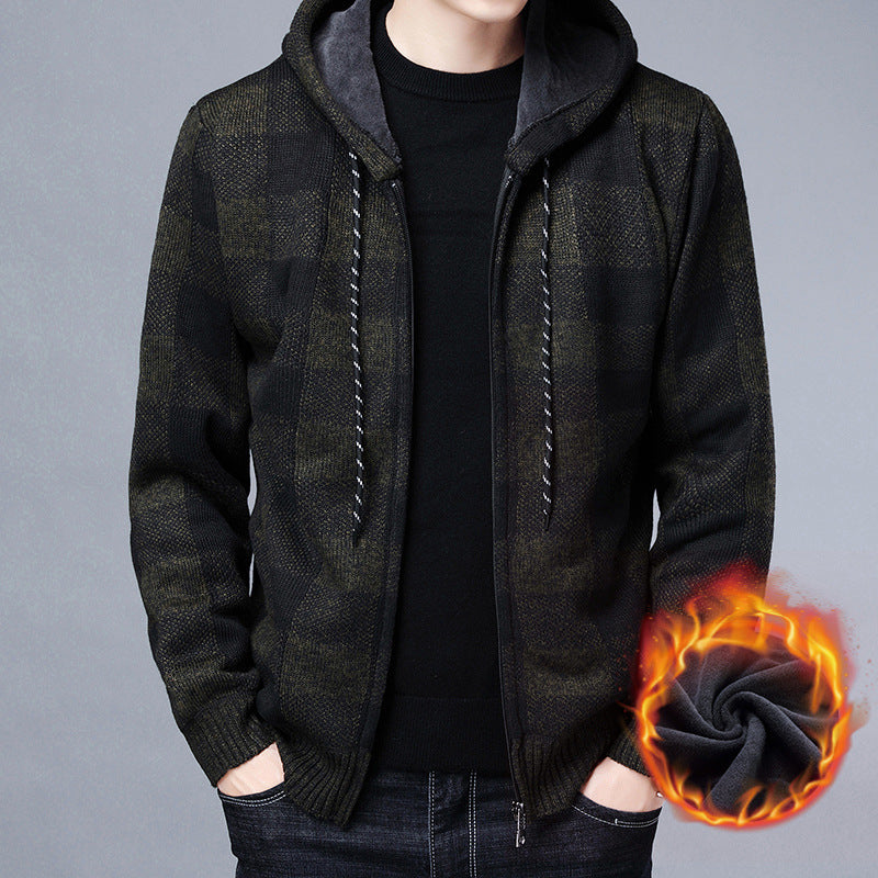Striped fleece jacket for men with hood and innovative thermal technology Lune London