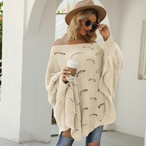 Women Oversized Knit Sweater with a Unique Hole Pattern Lune London