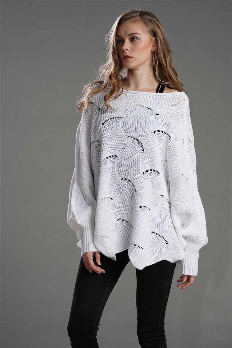 Women Oversized Knit Sweater with a Unique Hole Pattern Lune London