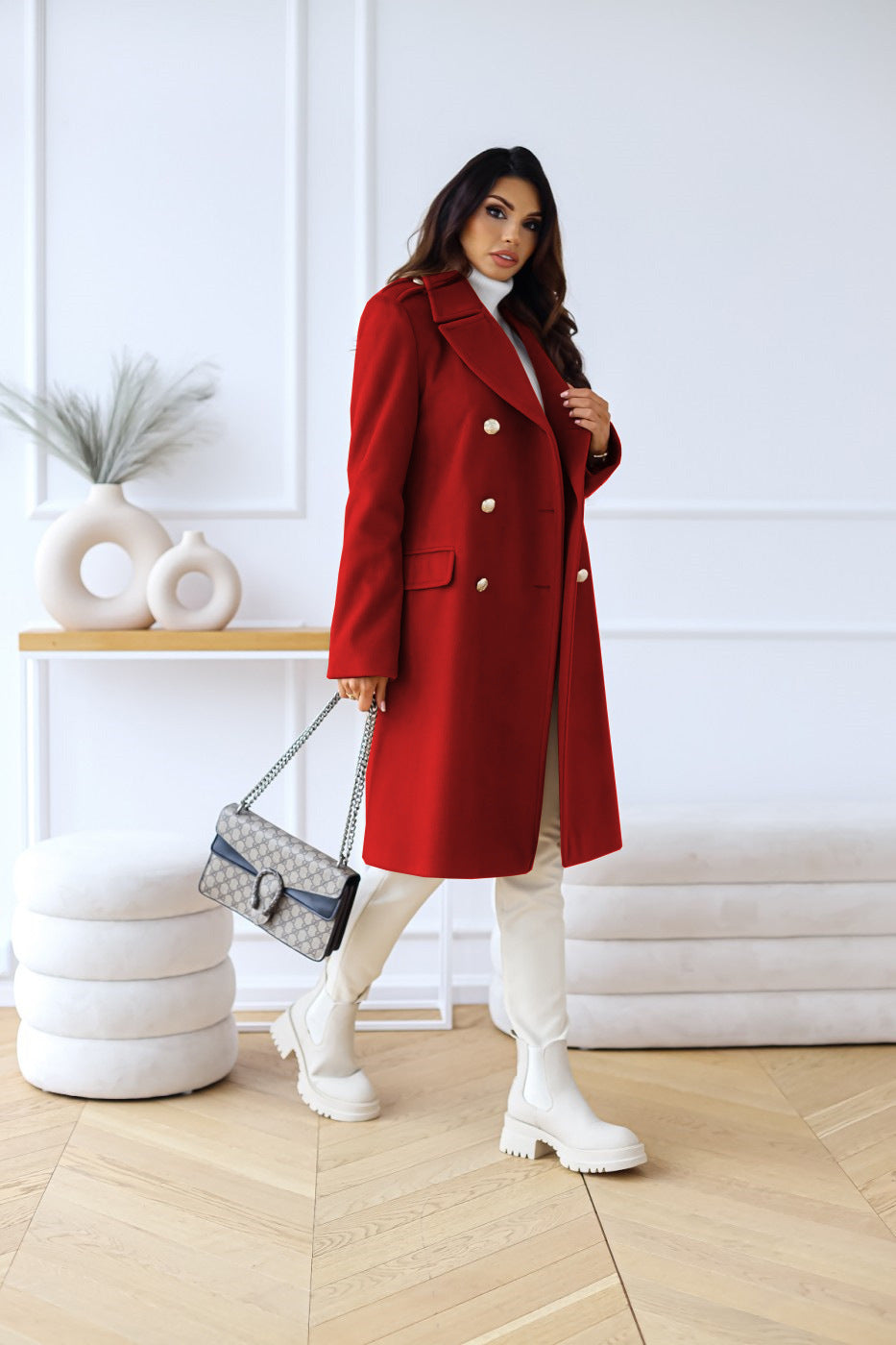 Lune London | Coat - Double-breasted - Wool blend - Tailored fit - Classic width lapels