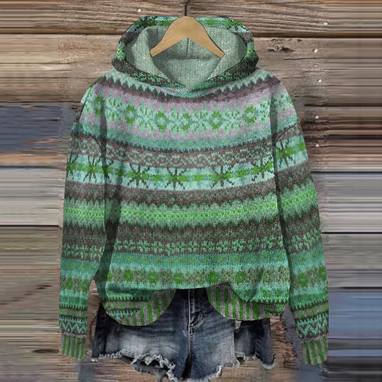 Lune London | Women's knitted hoodie with Norwegian pattern and hood