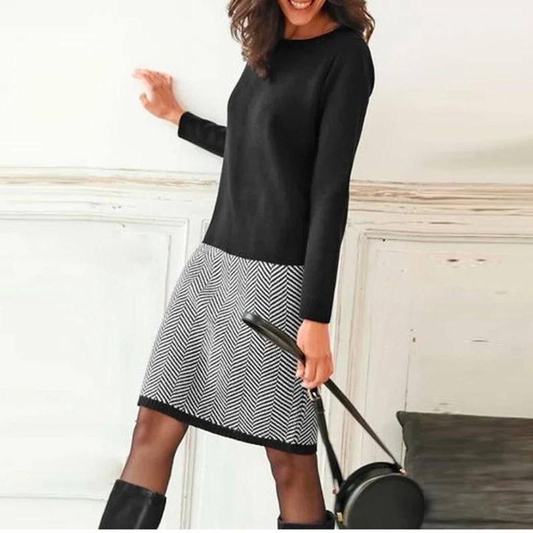Lune London | Chic dress with houndstooth hem