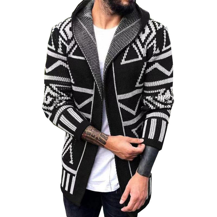 Men's knitted jacket with creative pattern and open front Lune London