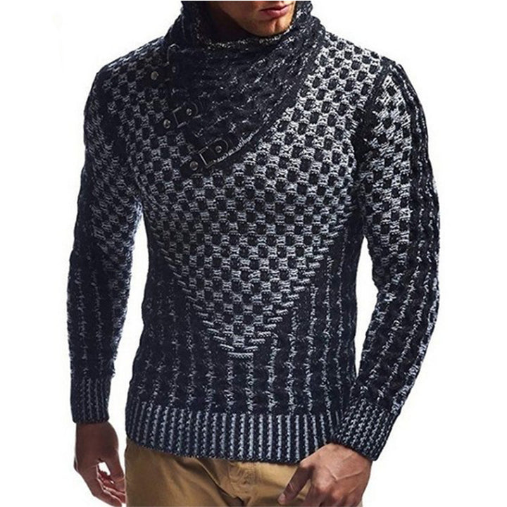 Knit sweater for men with an innovative high collar and a textured pattern Lune London