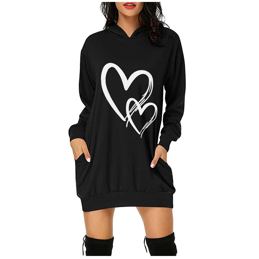 Hooded dress for women with practical pockets and trendy inscription Lune London
