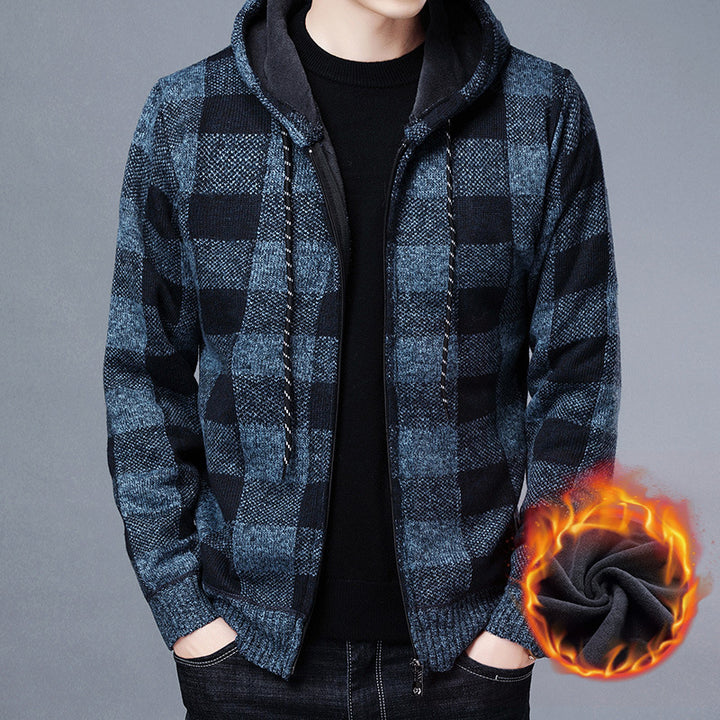 Striped fleece jacket for men with hood and innovative thermal technology Lune London