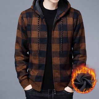 Striped fleece jacket for men with hood and innovative thermal technology Lune London