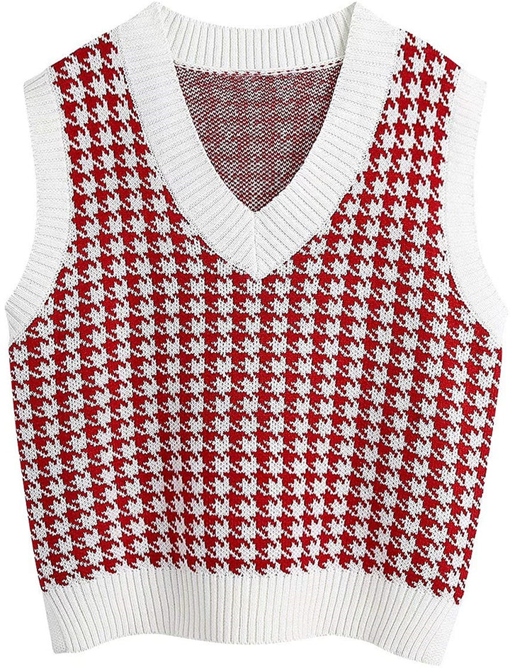 Knit vest for women with a modern checked pattern Lune London