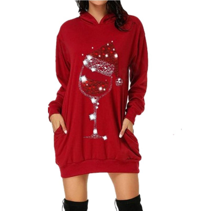 Hooded dress for women with practical pockets and trendy inscription Lune London