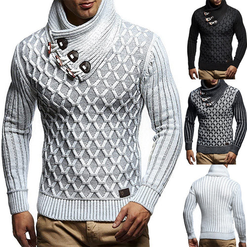 Men's knitted sweater with high collar and innovative structure design Lune London
