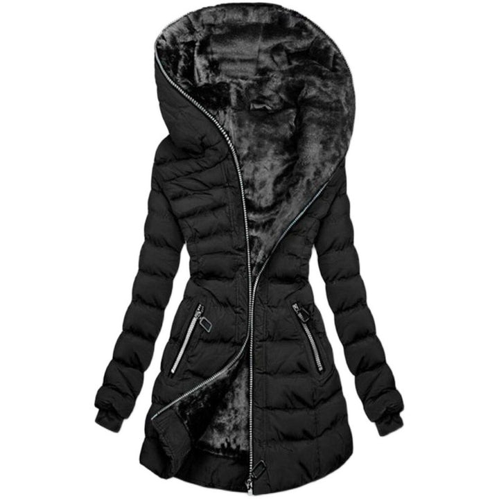 Ladies long jacket with plush lining and high collar Lune London