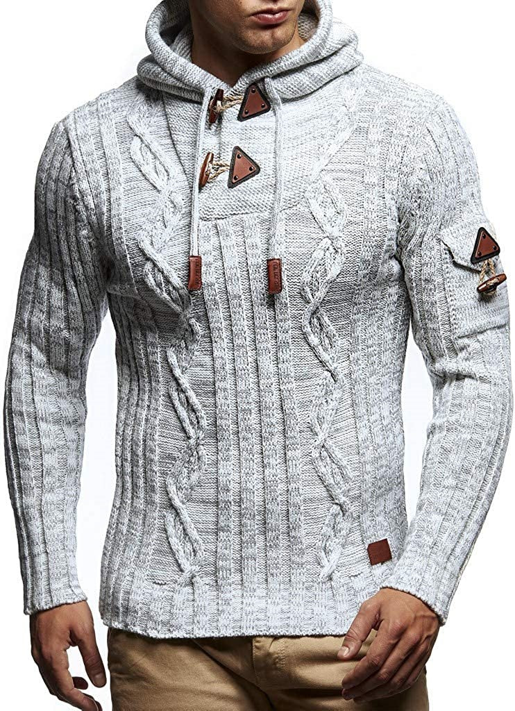Chunky knit hoodie for men with decorative lace details Lune London