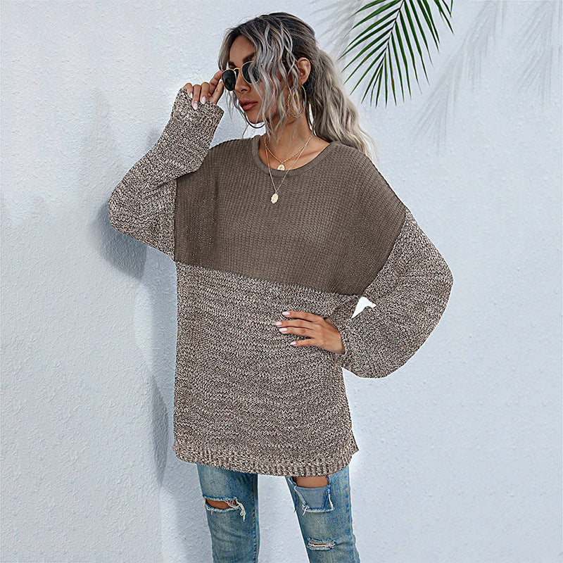 Comfortable knitted sweater for women with a modern color block design Lune London