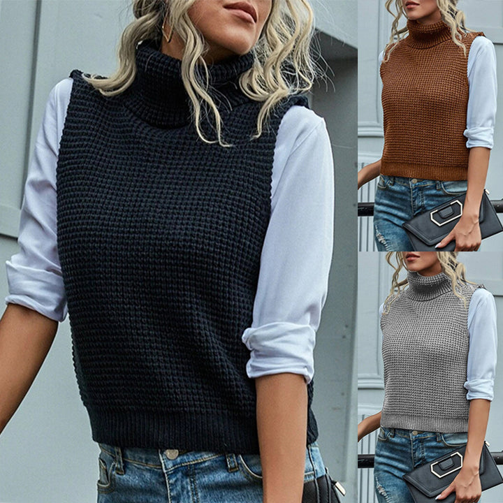Pull femme en gros tricot avec col haut et motif structuré raffiné Lune London