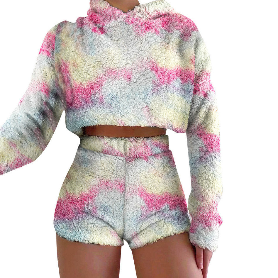 Short set with short sleeves for women in soft fur texture Lune London